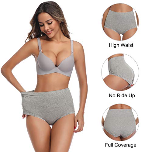 Image of Womens Underwear,Cotton Mid Waist No Muffin Top Full Coverage Brief Ladies Panties Lingerie Undergarments for Women Multipack