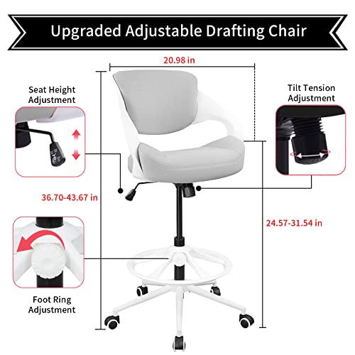 Bojuzija Tall Office Chair,Drafting Chair,Standing Computer Desk Chair With Foot Rest- Waist Support Function-Grey #TOP2