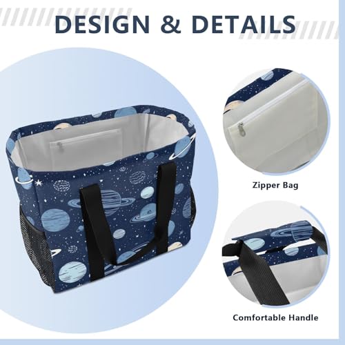 Blue Planet Waterproof Tote Bag,Multi-Purpose Kitchen Reusable Grocery Bags, Travel, Beach & Laundry Organizer 15.4 X 9.8 X 12.8 inch4