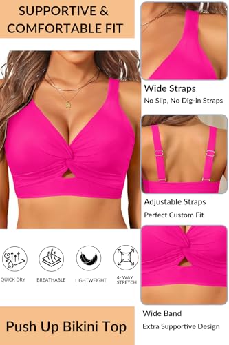 Image of Women's Bikini Top - Supportive Swimsuit for Large Bust - 2025 Cut Out Twist Swim Top