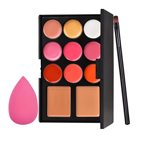 Bestauty Paleta de brillo de labios, Kit de maquillaje cosmético Paleta de corrector con pincel de maquillaje Esponja para principiantes y profesionales Cover
