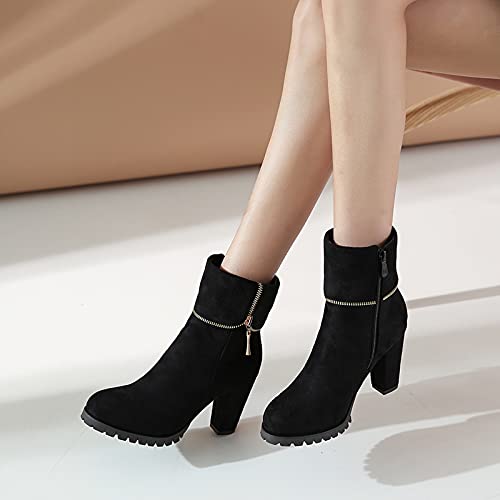 Gicoiz Womens Elegant Block High Heeled Ankle Cuff Chelsea Boots4