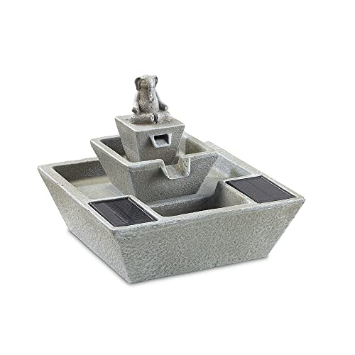 Smart Solar Zen Elephant Solar Free-Standing 3-Tier Cascading Garden Water Fountain 10392M01 , Gray