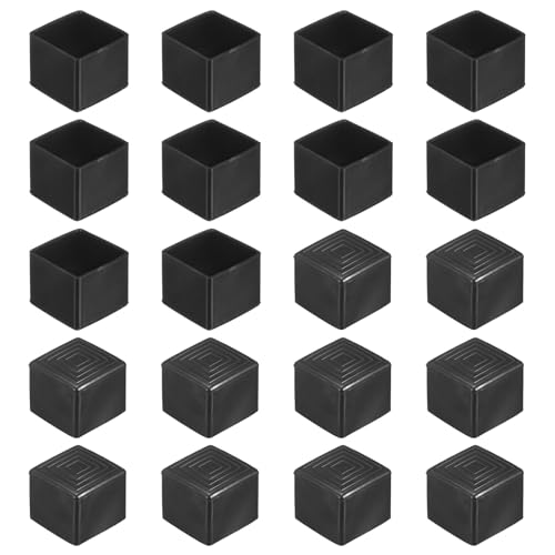 Image of M METERXITY 20-Pack Square Chair Leg Caps, 1 inch (25mm) PVC Chair Leg Floor Protectors for Chairs /Table /Bed, Furniture Feet Covers Cups Non-Slip End Tips