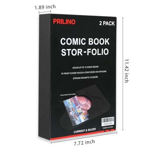 Image of 2-Pack Black Comic Book Stor-Folio - Storage Box for Current and Silver Age Comics, Portable Folio With Strong Magnetic Closure, Ideal for Conventions
