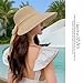 BSYLOO Elegant Peach-Shaped Ladies Sun Hat with Butterfly Bow| Wide Brim Straw Hat| Foldable Beach Hat -Ideal for Travel Wear