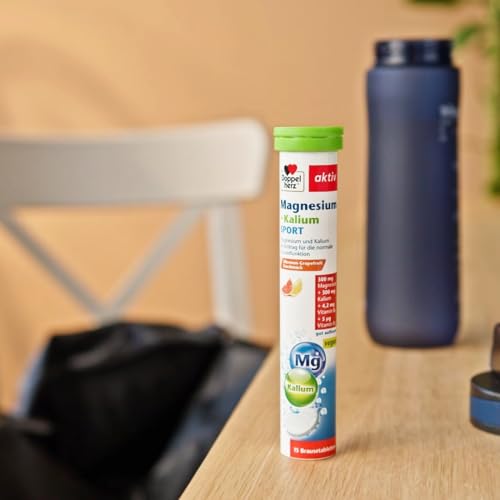 Doppelherz Magnesium + Kalium SPORT - Magnesium und Kalium als Beitrag für die normale Muskelfunktion - vegan - 15 Brausetabletten mit Zitronen-Grapefrucht-Geschmack – Bild 3