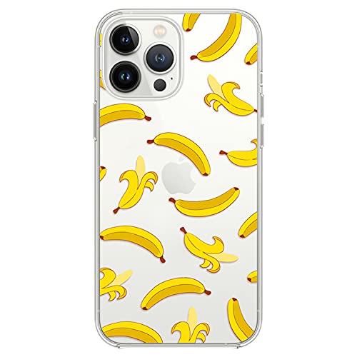 iPhone 13 Pro Max Case (6.7 inch),Blingy's Fun Banana Pattern Cute Cartoon Design Tropical Fruits Style Transparent Soft TPU Protective Clear Case Compatible for iPhone 13 Pro Max 6.7" (Banana Style)