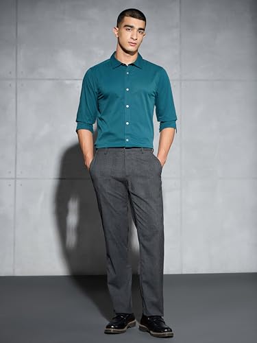 Image of TECHNOSPORT Men's Polyester Slim Fit Solid Casual Shirt with Ts Lytra