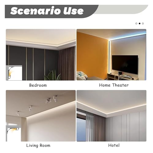 Profile alu pour ruban LED avec diffuseur de canal et moulure de corniche - 7