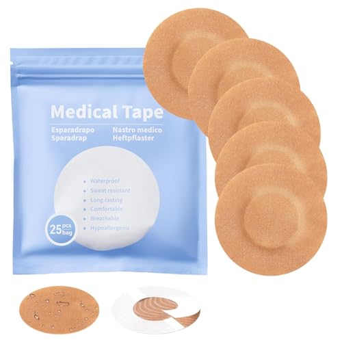 Sinocare 25 Parches Autoadhesivos para Sensores Freestyle Libre 1, 2 y 3, Resistentes al Agua, Protectores de Sensor de Glucosa para Diabetes, Amigables con Piel (Beige)