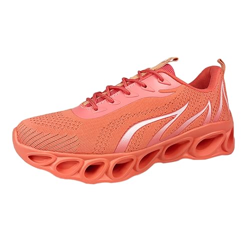 Zapatos deportivos de malla para hombre, con absorción de impactos, parte inferior suave, transpirable, elástica, suela gruesa, tenis ligeros con cordones, color sólido, características simples,