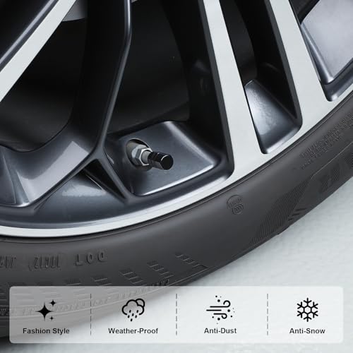 Image of JUSTTOP Car Tire Valve Stem Caps, 12pcs Air Caps Cover, Universal for Cars, SUVs, Bike, Trucks and Motorcycles-Black