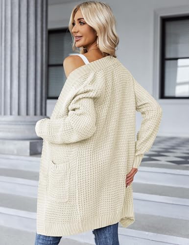 Image of Zeagoo Women's 2025 Fall Open Front Cardigan Long Batwing Sleeve Chunky Knit Sweater Loose Outerwear Coats with Pockets