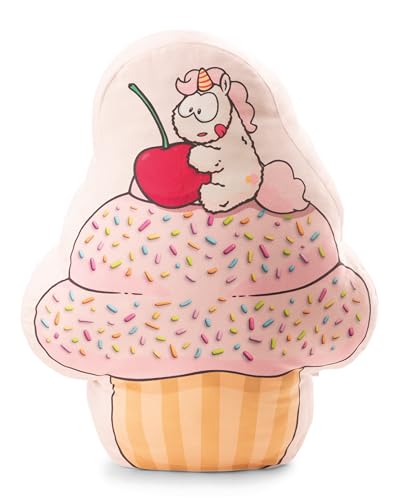 NICI 61919 Peluche a Forma di Cupcake con Motivo Unicorno, Morbido e Simpatico Pupazzo per Coccole e Giochi, per Grande e piccini,46 x 60 x 20 cm (XL), Bianco, Colore
