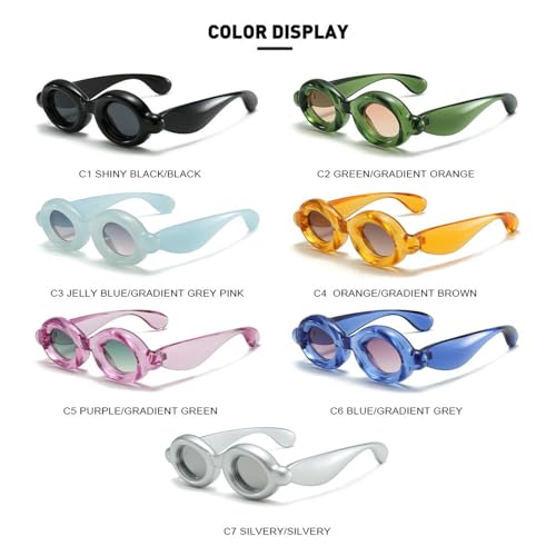 Trendy Thick Oval Sunglasses for Women Fashion Retro Chunky Sun Glasses Female Gradient Shades Eyewear4