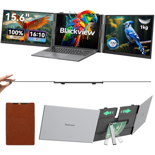 Blackview DCM8 Laptop Bildschirm Erweiterung 15,6", 100% sRGB 1200P FHD, Ultradünn Niedriges Blaulicht Triple Monitor Arbeit mit 13,3" -17,3" Laptops Kompatibel mit Mac Windows Chrome(1Kg)