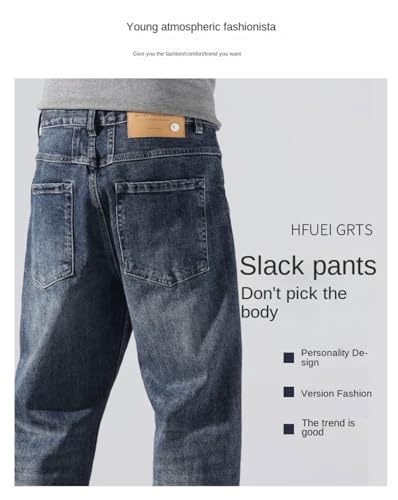Jeans Pants Trouser Denim Spring for Men Trendy Loose Straight Leg Casual Retro Washed Oversized Elastic Autumn3