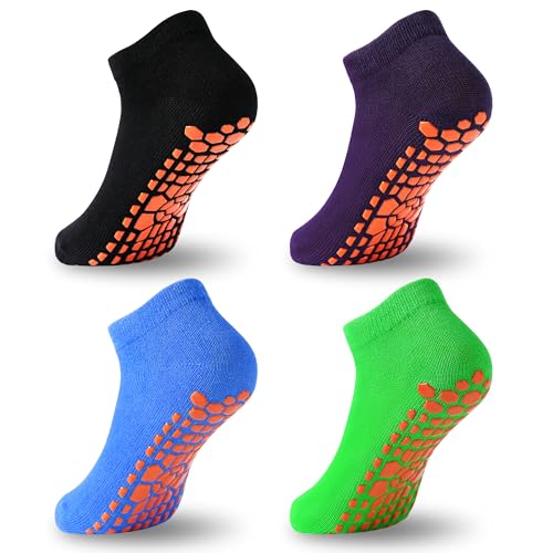 ELUTONG Rutschfeste Trampolinsocken für Kinder, 4 Paar Stoppersocken...