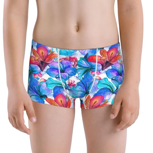 Boys' Cotton Boxer Brief Soft Underwear-Bright Flowers