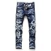 Four Seasons Jeans Skinny pour Hommes Mode Patchwork déchiré Confortable Stretch Rétro Tendance Lavé Casual Jeans réguliers 32