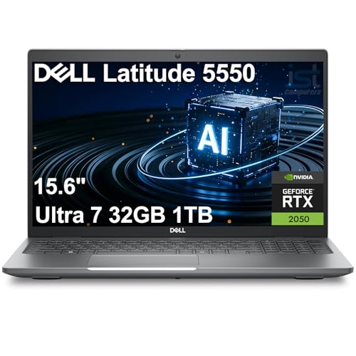 Image of Dell Latitude 5550 5000 Business AI PC Laptop (NVIDIA RTX 2050 4GB, 15.6 inch FHD, Intel 16-Core Ultra 7 165H (> i7-1355U), 32GB DDR5, 1TB SSD), Thunderbolt 4, Backlit, Fingerprint, IR Webcam, Win 11 Pro