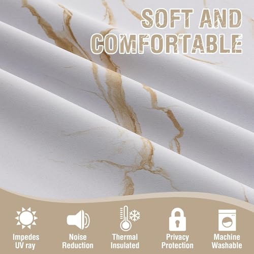 Image of BFAM Marble Print 100% Blackout Curtain with Black Linning at Back,Golden Marble Print Curtains for Living Room /Bedroom Thermal Insulated Energey Saving 11 Feet Pack of 1 Curtain