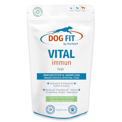 DOG FIT by PreThis® VITAL immun für Hunde I Mit Colostrum, Agaricus Blazei Murrill, Hagebuttenextrakt, Shilajit, Propolis I Ohne künstliche Zusätze I Large 25-50 kg