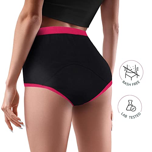 Image of DChica Period Panties Medium to Heavy Flow No Pad Required Anti Microbial, Absorbent Menstrual Underwear | Period Panty for Women & Girls Easy to Wash, Leak Proof, Reusable Briefs (Pack of 1) Black