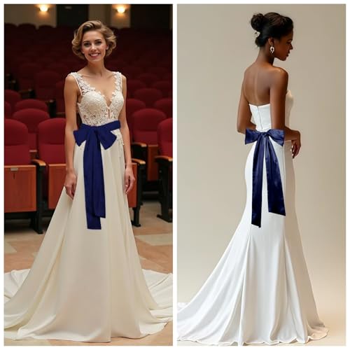 Women Satin Sash Belt 50s Dress Waist Bridal Wedding Belt for Party Special Occasion4