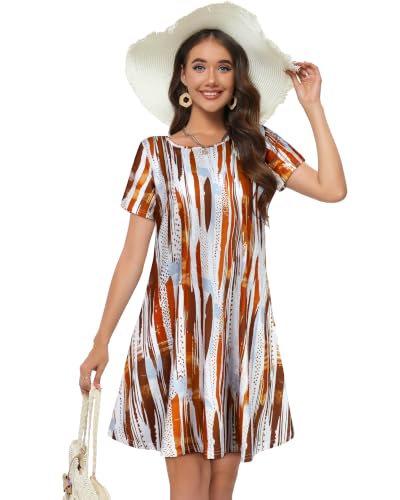 Image of Summer Dresses for Women Casual Tshirt Dress Beach Sundress with Pockets