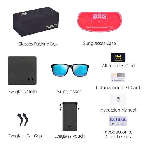 Image of BNUS Polarized Corning Glass Lens Sunglasses for Men Fishing & Driving | Durable scratch-resistant lenses, matte no-paint frame, wrap-around, great for running, cycling & all-day wear