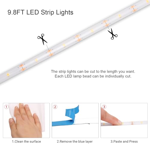 Tira de luces LED blanca cálida con control remoto y batería 9.8 ft miniatura 6