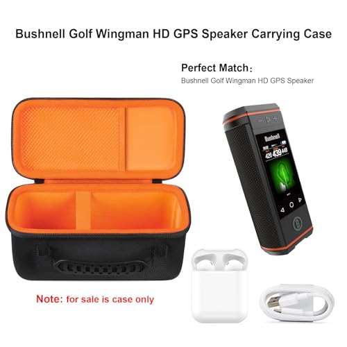 Image of Elonbo Carrying Case for Bushnell Golf Wingman HD GPS Speaker, Orange | Golf GPS Speaker and Handheld GPS Rangefinder Hard Travel Bag, with Mesh Pocket Handle Double Zipper, for Protective Storage