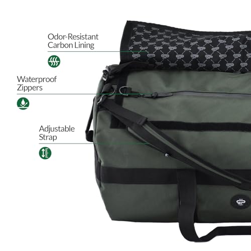 Odor Resistant Transporter XL Duffel Bag Backpack with Carrying Straps - Heavy Duty Carbon Lined Travel Bag, Gym Bag, Overnight, Weekender for Men and Women. Utility and Daily Carry - 32" x 19" x 19"4