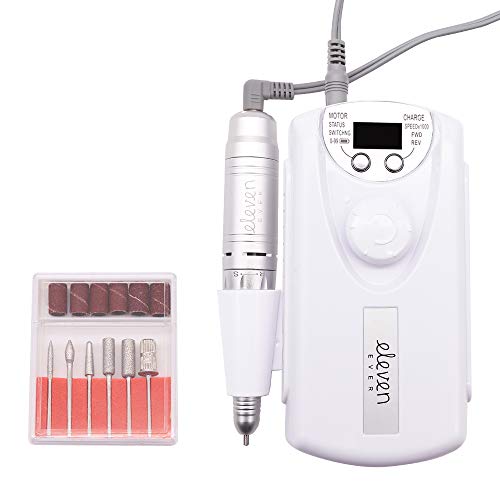 ELEVEN EVER Electric Nail Drill, Professional Portable Nail File Drill Grinder Manicure Pedicure Tools for Polishing, Sanding, Removing Gel and Acrylic Nails (DMB3-sliver)