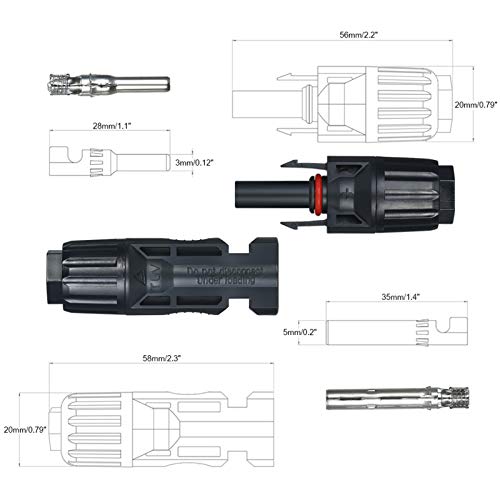 DECDEAL 20 pares de conectores de cabo do painel solar macho/fêmea com ferramenta de montagem de cha