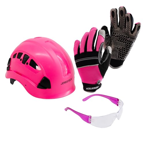 JORESTECH October PinkFit Safety Bundle, Hard Hat, Work Gloves, Safety Glasses