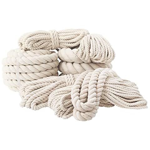Baumwollkordel Kordel Baumwollseil Rope Garn Strick Seil Baumwollfaden Dickes Seil Kordeln 20mm(2M) Makramee Regenbogen DIY Set Cover