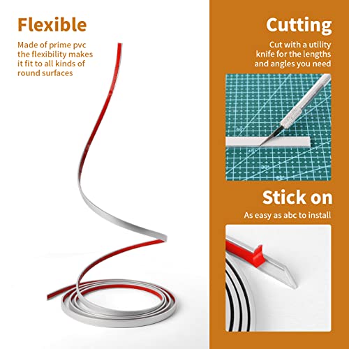 Moldura flexible plateada Wowstar de 30 pies autoadhesiva para pared y azulejos 7