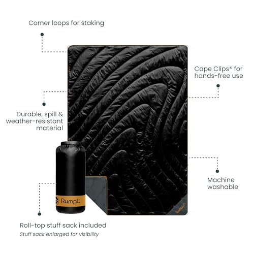 مراجعة Rumpl Original Puffy Blanket — بطانية تخييم دافئة وخفيفة ومقاومة للماء (52×75، أسود) - الصورة 3