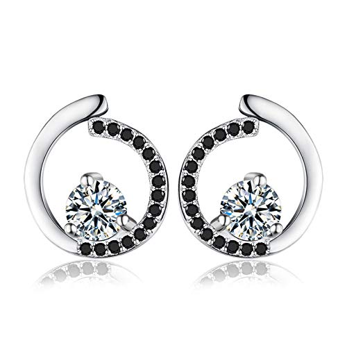 Boucles d'oreilles de fiançailles spinelle noire et argent 925 haut de gamme