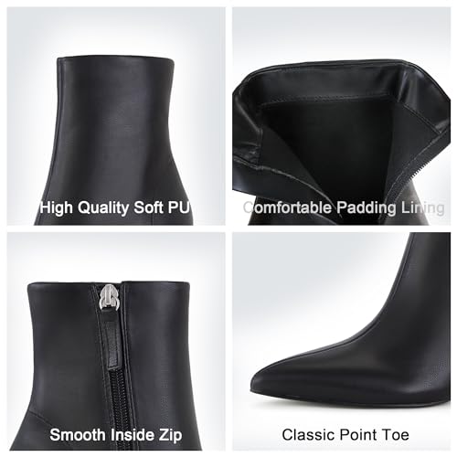 Women's Pointed Toe Ankle Boots with Stiletto Heels and Side Zipper4