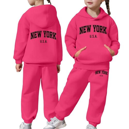 Girls 2 Piece Outfits Hoodie Sweatsuit Sets Boys Letter Print Sweatshirt and Baggy Fall Sweatpant with Pockets 2-13Y