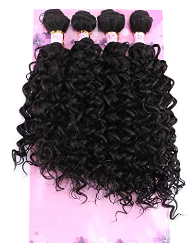FRELYN Water Wave Bundles Curly Synthetic Hair Weave 16 18 18 20 Inches 4 Bundles Mixed Color 2# Dark Brown High Temperature Heat Resistant Fiber