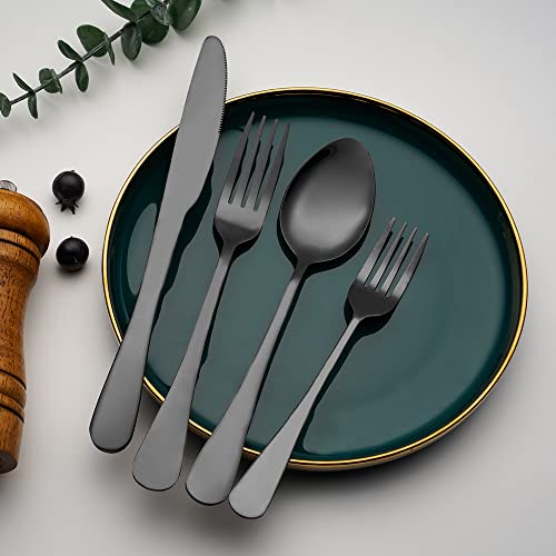 16 Piece Cutlery Set Black Cutlery Set Suitable for 4 People Stainless