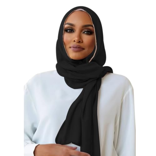 ANKOMINA Women Soft Chiffon Diamond Chain Trim Long Scarf Shawl Muslim Hijab Head Wrap Scarves2