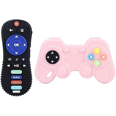Soft Silicone Baby Teething Toys, Remote Control and Game Control Shape Babies Chew Toys, 3-12 Months Infant Toddlers BPA Free Baby Teethers Relief Soothe Toys by JinZeFa… Cover