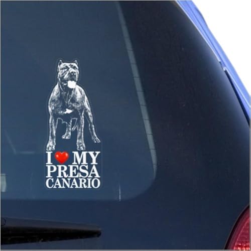 I Love My Presa Canario Clear Vinyl Decal Sticker for Window, Dog...