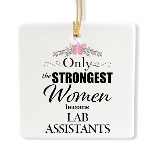 Lab Assistant Ornament for Christmas Tree - Square Shaped - Only The Strongest - Women Her - Gifts for Technician Laboratory Medical Tech Research Phlebotomist Merry Xmas New Year